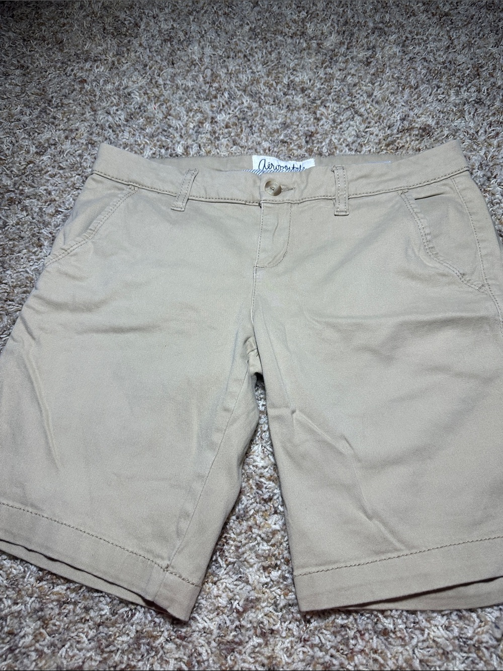 VINTAGE AEROPOSTALE Women's Tan Chino Jean-Style Shorts